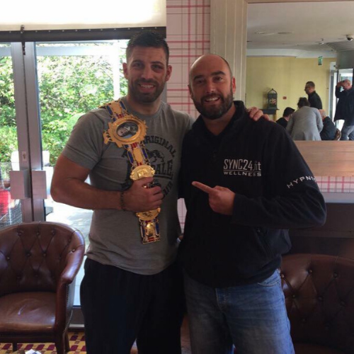Matthew with Sam Sexton — British Heavyweight Champion
